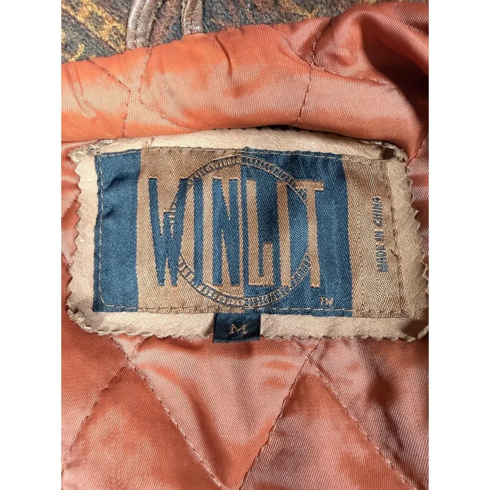 Vintage Winlit Leather Jacket Mens Medium Brown Bomber Quilted Lined Korea